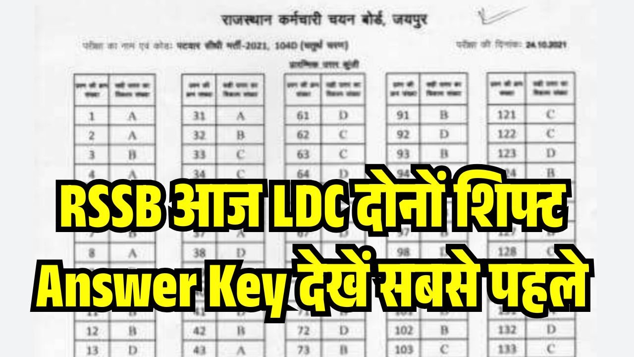 RSSB LDC Exam 1st 2nd Shift Answer Key 2026