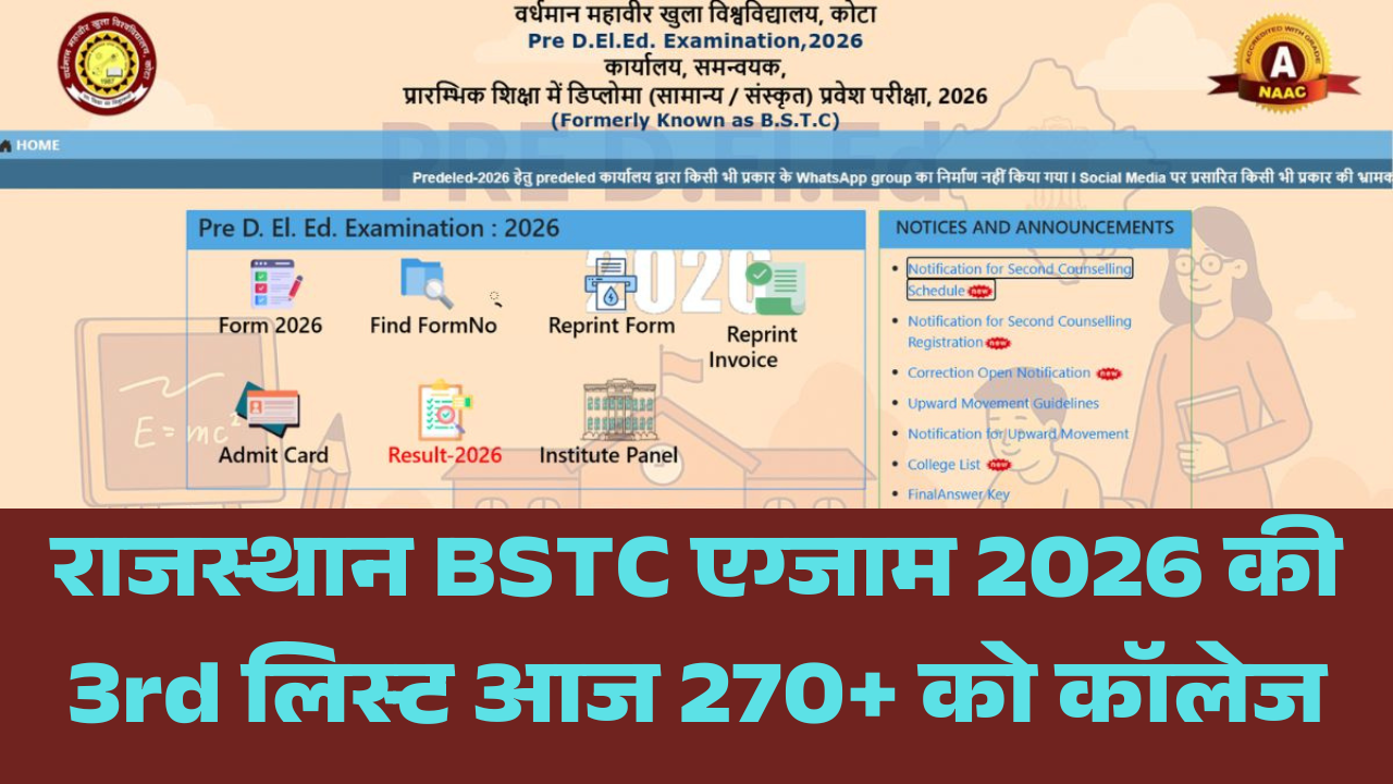 Rajasthan BSTC 3rd List 2026 Cutoff