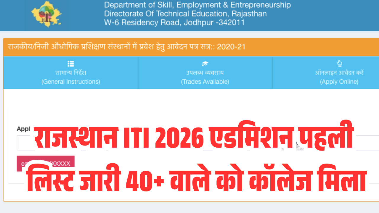 Rajasthan ITI Merit List 2026 Out